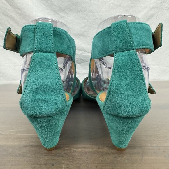 J.Crew Size 9 Lucca Suede Sandals Teal Style 37224 Made in Italy - Picture 8 of 13